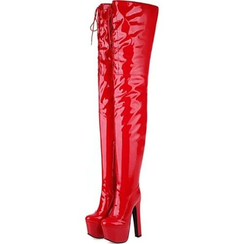 Super High Boots Women Winter Autumn 17cm High Heels Over the knee Boots Platform Long Stripper Fetish Shoes Lady Large Size 46