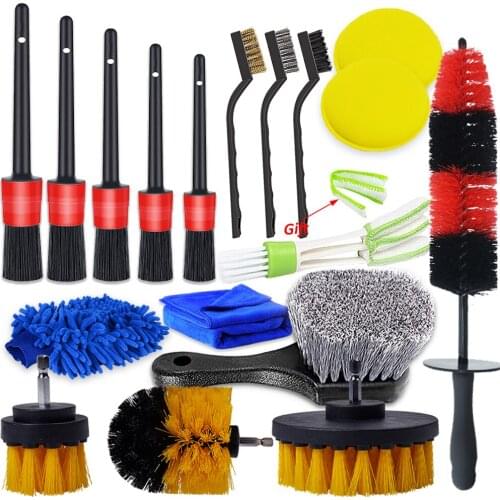 Detailing Brush Drill Brush For Car Tire Rim Cleaning Detail Brush Set For Auto Interior Exterior Cleaning Car Dry Wash Brushes