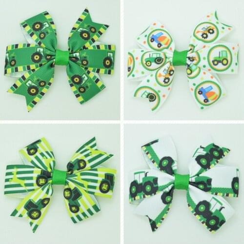 SUPWRF 3.1'' Farm cart cartoon cute Girls Hair Bow With Clip Boutique Printed Ribbon headwear diy wholesale 20 PCS T0929