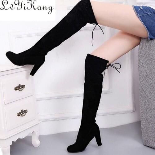 Faux Suede Slim Boots Sexy over the knee high women snow boots womens fashion winter thigh high boots shoes woman 025