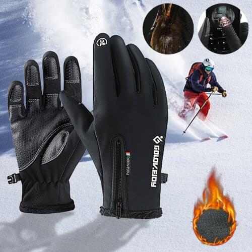Unisex Outdoor Waterproof Cycling Gloves Winter Autumn Men High Quality Male Thicken Warm Men Cashmere Solid Gloves Mitten