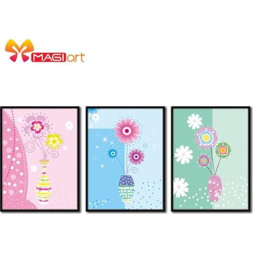 Cross stitch kits Embroidery needlework sets 11CT water soluble canvas patterns 14CT Cartoon style Papercut flowers-NCMF041