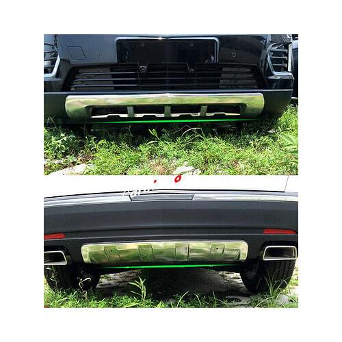 Front + Rear Bumper Protector Skid Plate 2pcs for Cadillac XT5 2016 2017