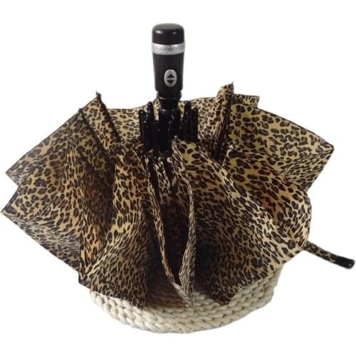 Full Automatic Windproof Umbrella Rain Women Folding Sun Umbrella Windproof 10 Bone Pocket Leopard Print Ombrello Gift SY399