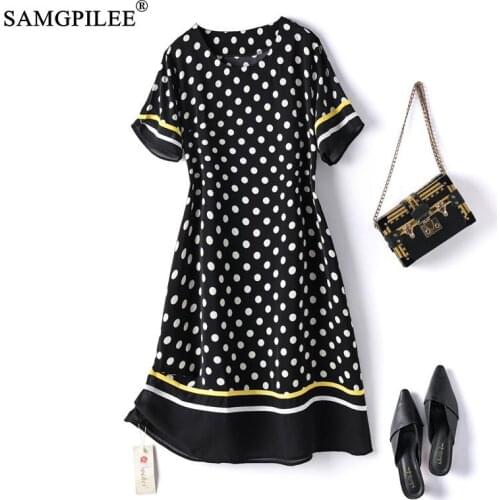 Summer New 2021 Dress For Women Fashion Black And White Classic Polka Dot Stitching Ruffled Chiffon Plus Size Woman Dresses 4XL