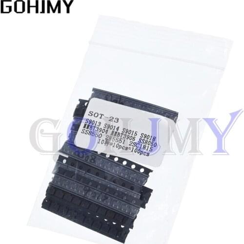 10kinds X10pcs=100pcs SOT-23 SMD transistor KIT S9013 S9014 S9015 S9018 MMBT3904 MMBT3906 SS8050 SS8550 2N5551 2SC1815