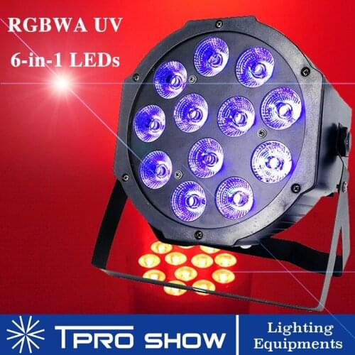 12x12W LED Par Wash Light RGBWA UV Stage Lighting Effect Flat LED Par DJ Lighting Equipment Plastic For Club Event Wedding Party