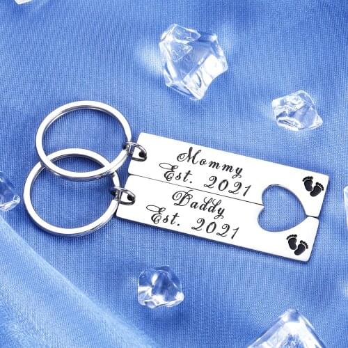 2021 Mothers Father Day Gifts Keychain First Daddy First Mommy Keychain for Men Women First for Mother Father From Best Friend