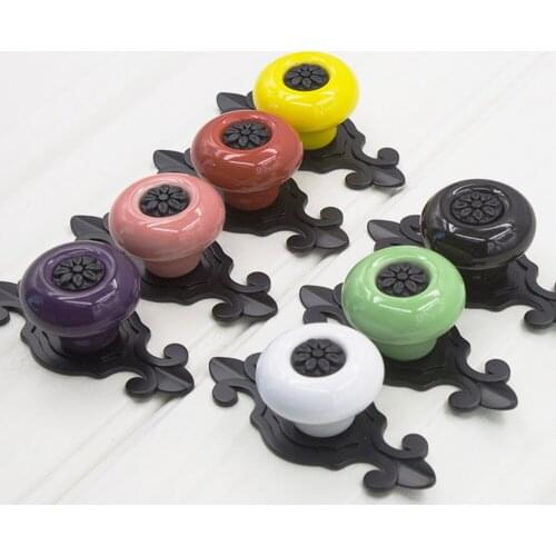 8/12Pcs Vintage Retro Ceramic Door Knob Wardrobe Cabinet Drawer Pull Kitchen Cabinet Handle Ceramic Cupboard Handle Hot