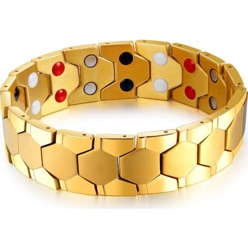 83g weight Men Women Gifts Magnet Bracelets Stainless Steel Health Magnetotherapy Birthday Gifts Gold 18mm 8.26
