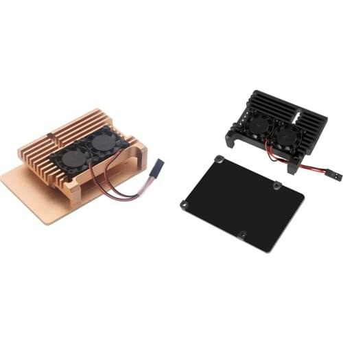 Aluminum Case for Raspberry Pi 4B Auto Cooling Metal Case with Heatsink Thermal Adhesive and Dual Fans