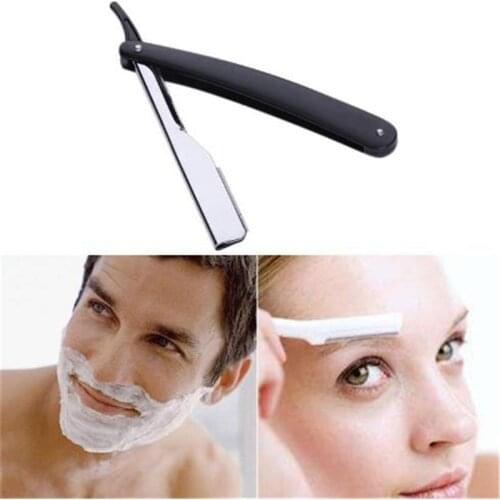 1Pc Manual Pro Shaver Straight Edge Stainless Steel Strong Barber Shaver Folding Shave Shave Beard Cutter Holder(No Blade)