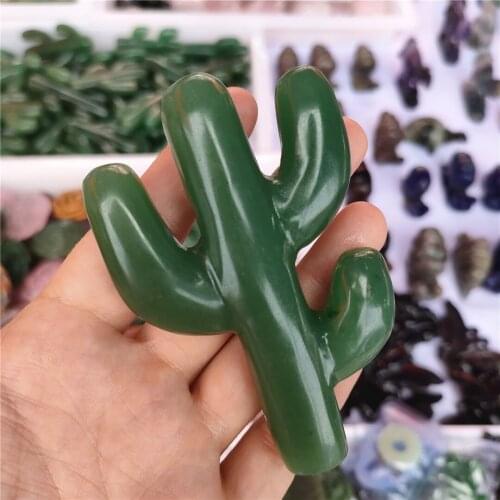 1-3pcs Hot Natural Green Aventurine Stone Plant Cactus Figurine Crystal Carved for Decoration Natural Stones and Minerals