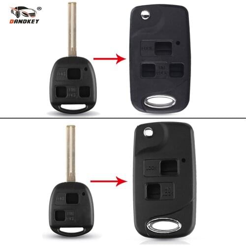 Dandkey Modified 2/3 Button Flip Key Shell For Lexus GX470 RX350 ES300 RX300 RX400h SC GS LS Cut/Uncut Blank Key Case