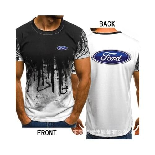 2020 NEW Mens Short Sleeve for Ford Car Logo Mens T-shirt Summer casual Cotton Gradient T shirts Fashion Hip Hop Male Brand