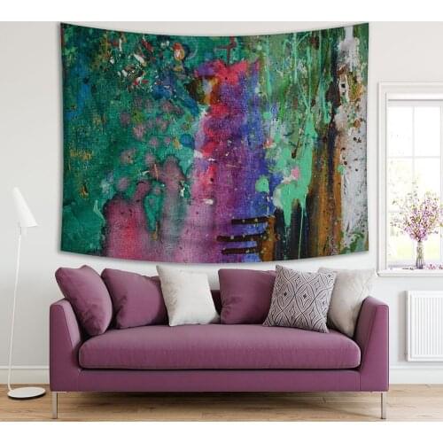 Tapestry Trees Forest Foliage Abstract Nature Oil Painting Decorative Modern Artwork Brown Green Purple