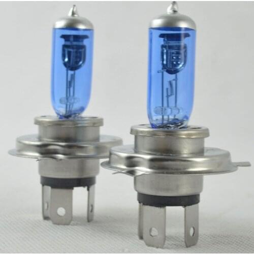 2 PCS H4 Halogen Bulb 12V 60/55W Super White Car Fog Lamp Dark Blue Glass Stainless Steel Base