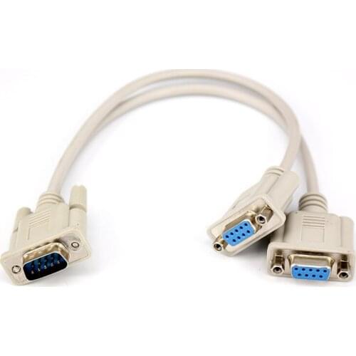 DB9 Male to 2 Female DB9 Female to 2Male 9pin Serial Rs232 Splitter Cable Rs232 Male 2 in One Cable for Cash Register Displays