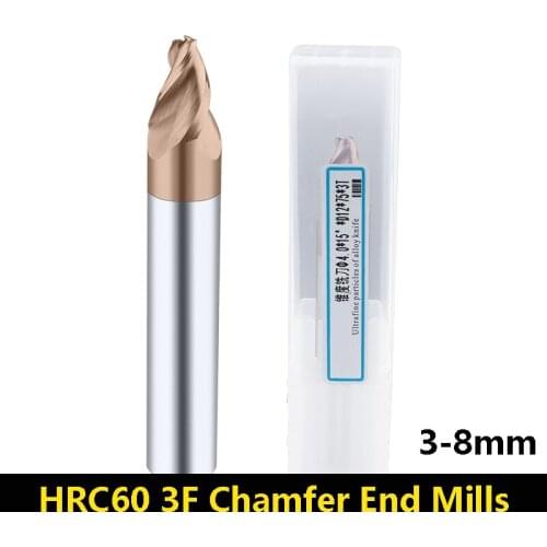 BEYOND Solid Carbide Chamfer End Mills 2° 3° HRC60 3 Flutes Tungsten Steel Taper Inclined Cutter CNC Lathe 3-8mm Milling Cutter