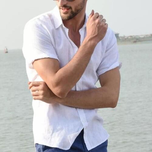 ICCLEK Summer Short-sleeved Shirt Casual Shirt Mens Shirt Solid Color Short-sleeved Mens Shirt Men Summer Shirts