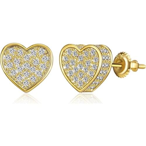 Creative and exquisite two-color love heart-shaped geometric pattern jewelry ladies engagement wedding gift earrings