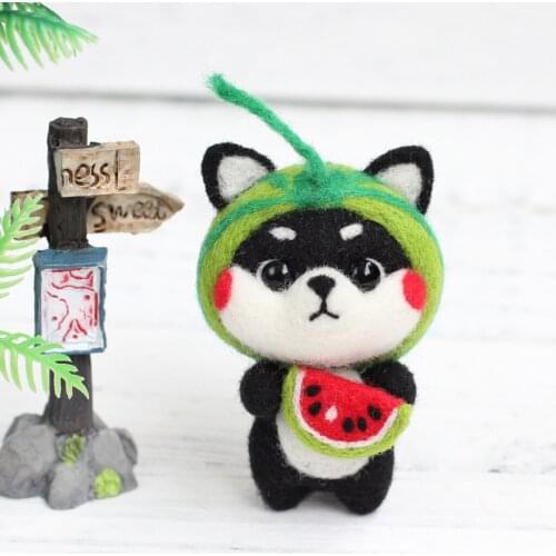 Fashion Custom Cartoon Animal Doll Wool Felt Craft DIY Poked Set Handcraft Kit for Needle Material Bag Pack Needle Wool Doll