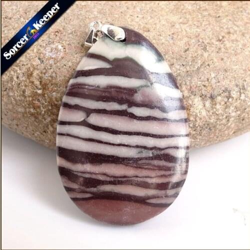Fashion Crystal Quartz Pendant Necklace Natural Red Zebra Agates Stone Necklaces For Men Vintage Colares Femininos WS322