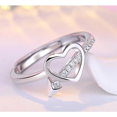 Fashion Crystal Heart Shaped Wedding Rings For Women Rose Gold Ladies Engagement Rings Jewelry Party Gifts Accessories