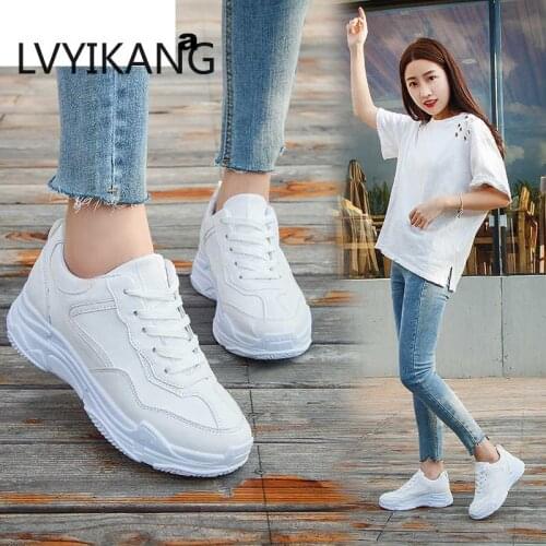 New 2019 Spring Fashion Women Casual Shoes Suede Leather Platform Shoes Women Sneakers Ladies White Trainers Chaussure Femme