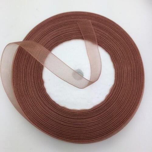 Wholesale 50 Yards 3/8" 10mm Brown Organza Ribbon Bow Wedding Decoration Lace Crafts