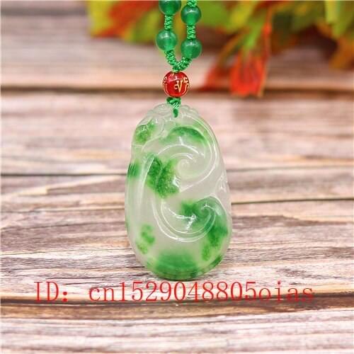 Natural Green A Emerald Jade Ruyi Pendant Necklace Jadeite Jewellery Double-sided Carved Amulet Fashion Gifts for Women Men