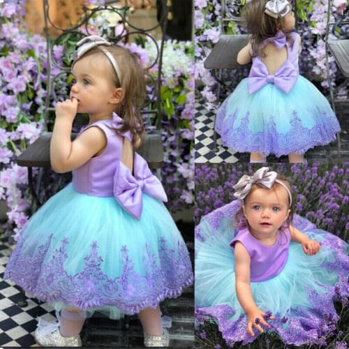 New Princess Kids Baby Girls Dress Sleeveless Ball Gown Back Bowknot Pageant Party Formal Bridesmaid Wedding Dress