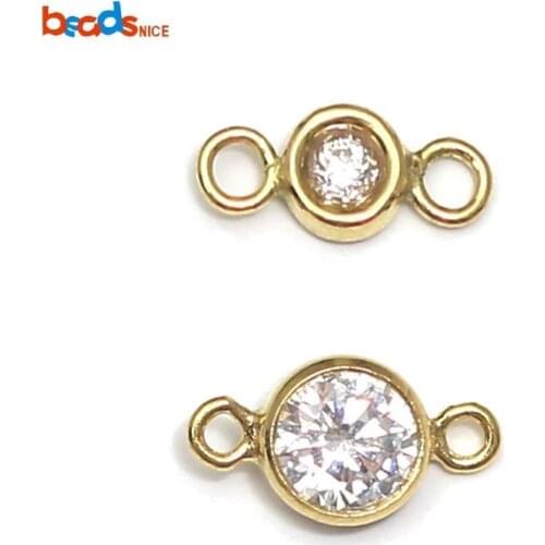 Beadsnice ID40060smt4 Gold Filled CZ Connector Charms for Necklace & Bracelet Jewelry Making Handmade Charm Wholesale