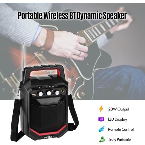 Portable Wireless BT Music Speaker 20W LED Screen with FM Radio Record Function Echo Effect Support U Flash Disk TF Card