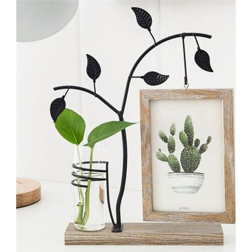 Water culture green rose transparent glass vase tableware ins European style creative photo frame setting table individual