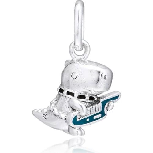 Silver Charms For Jewelry Making Dino the Dinosaur Punk Band Charm Fits Original 925 Sterling Silver Bracelets Woman DIY Beads