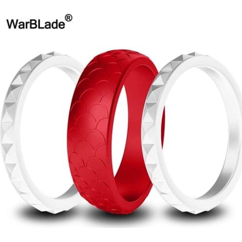 WarBLade New 5.7mm Fish Scale Silicone Rings Hypoallergenic Flexible For Women Wedding Rubber Bands Food Grade FDA Silicone Ring