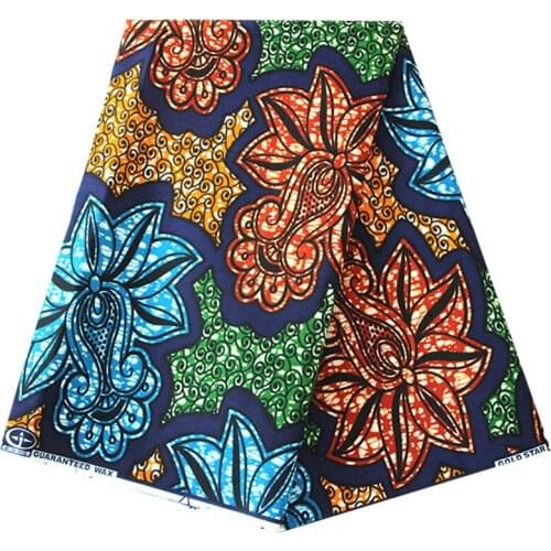 Wedding african Lady Luxury geometry Wax blue yellow green flower hand draw African real wax Fabric for sewing dress fabric waxs