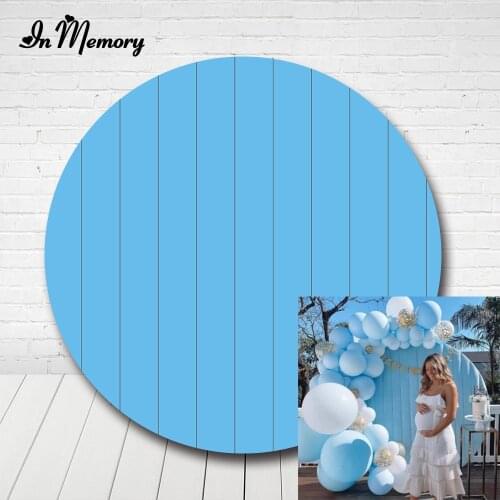 Light Blue Wood Baby Shower Round Circle Backdrop For Photography Boys Newborn 1st Birthday Party Backgrounds Photocall Custom