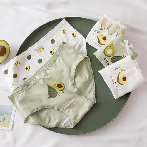 Avocados Panties Womens Cotton Briefs Elastic Cozy Lingerie Cute Female Underwear Low-Rise Panties For Women Comfortable Briefs