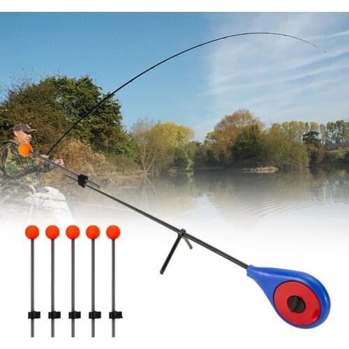 Winter Outdoor Ice Fishing Rod Tackle Tool with 5Pcs Large/Small Red Ball Spring Ice Fishing Rod