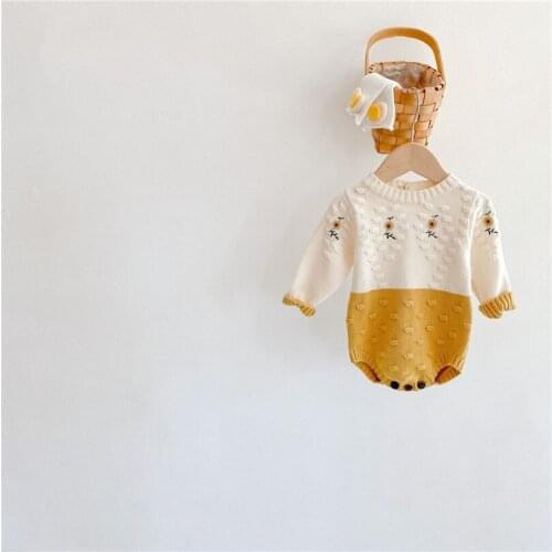 Knitted Baby Clothes Winter Spring Baby Girls Clothes Embroidery Infant Baby Romper Girl Boys Jumpsuit Sweater Overalls Onesie
