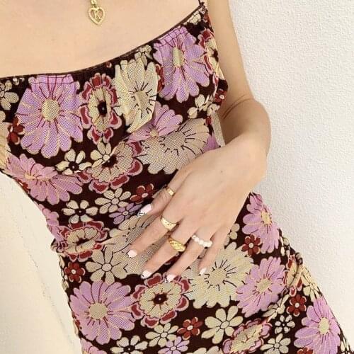 Women Summer Cottagecore Floral Print Sleeveless Mesh Short Dress Bodycon Strap Y2K Backless Double Layer Dress Retro Streetwear