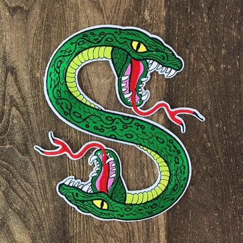 1 piece, fashionable cool green two-headed snake patch decoration clothes patch, DIY decorative accessories on clothes