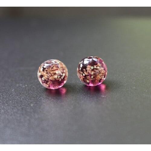 10PCS 10mm12mm Luminous&Non-luminous Lampwork glass beads Handmade shinning Powder Purple color Loose beads for jewelry making