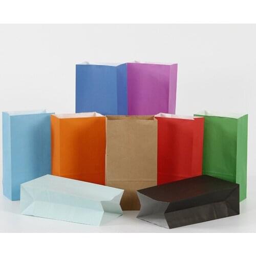 10PCS New Style Gift Paper Bag Without Handle Bread And Pastry Solid Color Packaging Bag Household Kraft Paper Packaging Bag