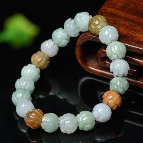 100% Natural Burma Jadeite Bracelet Bud Jade Bangle Women Jewelry Genuine Burmese Jades Stone Beads Elastic Beaded Bracelets