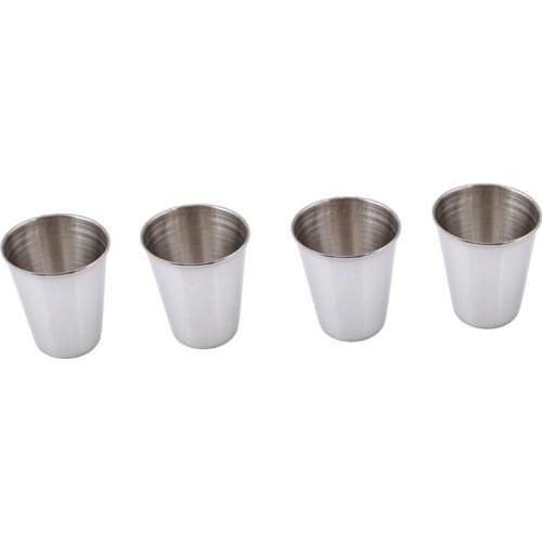 4Pcs Stainless Steel Camping Cup Mug Camping Hiking Portable Tea Coffee Beer Cup With Bag 30ML 70ML 180ML