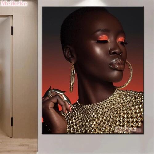 5D Diamond Painting Luxury African women Cross Stitch Diamond Embroidery Kit Mosaic Diamond Art Wall Home Decor Arts Crafts