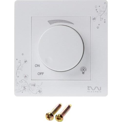 AC 110-250V 10A Wall Dimmer Switch Flame Retardant Plastic Light Knob Switch with Screws A5YD